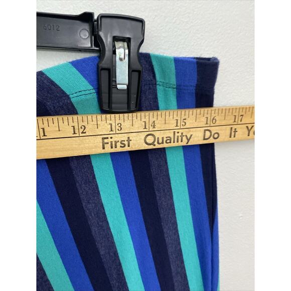 MATTY M Size Large Elasticated Waist Striped Teal Black Long Length MAXI SKIRT - Picture 5 of 10